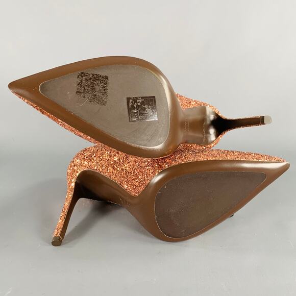 MICHAEL KORS COLLECTION Size 9.5 Copper Glittered Leather Trim Stiletto Pumps - Picture 6 of 10